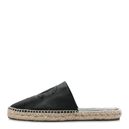 Chanel Calfskin CC Espadrille Mules 42 Black 1 of 9