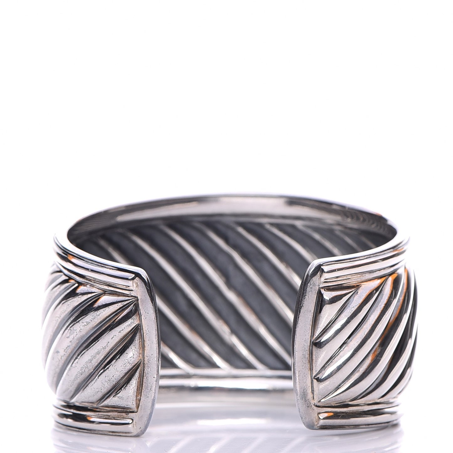 Sterling Silver Diamond 41mm Sculpted Cable Cuff Bracelet