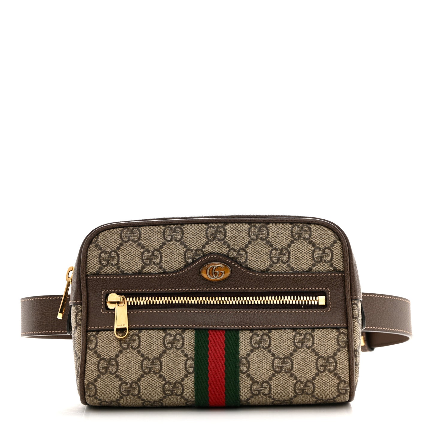 GG Supreme Monogram Web Small Ophidia Belt Bag 75 30 Dark Brown