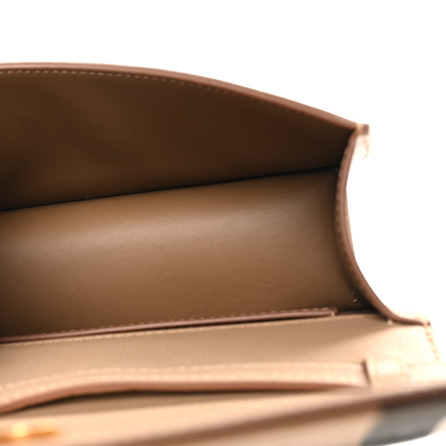 Grained Calfskin House Check Small Madison Shoulder Bag Chestnut Beige