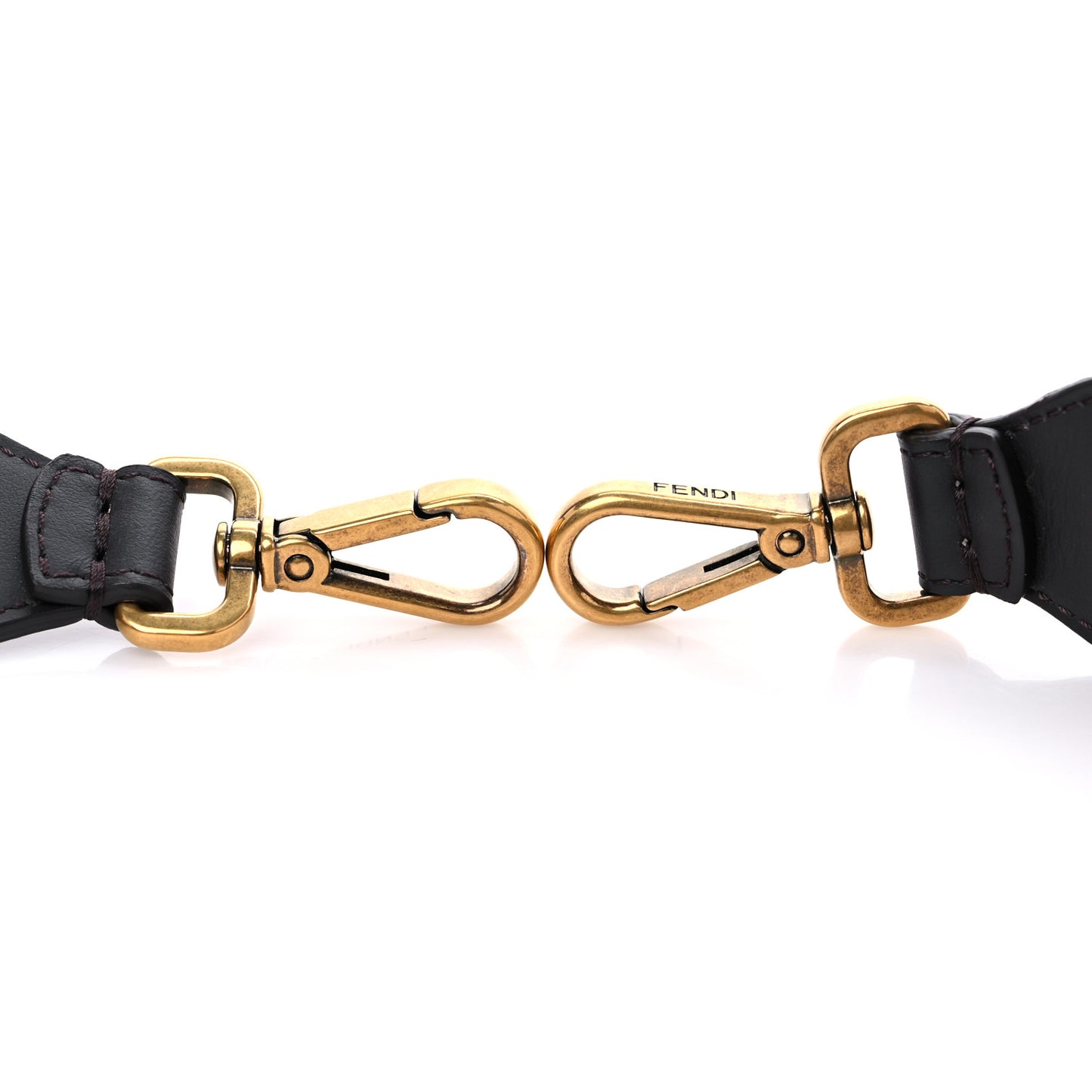 Ribbon Vitello Century FF 1974 Flat Studded Strap You Fango Marrone Ebano