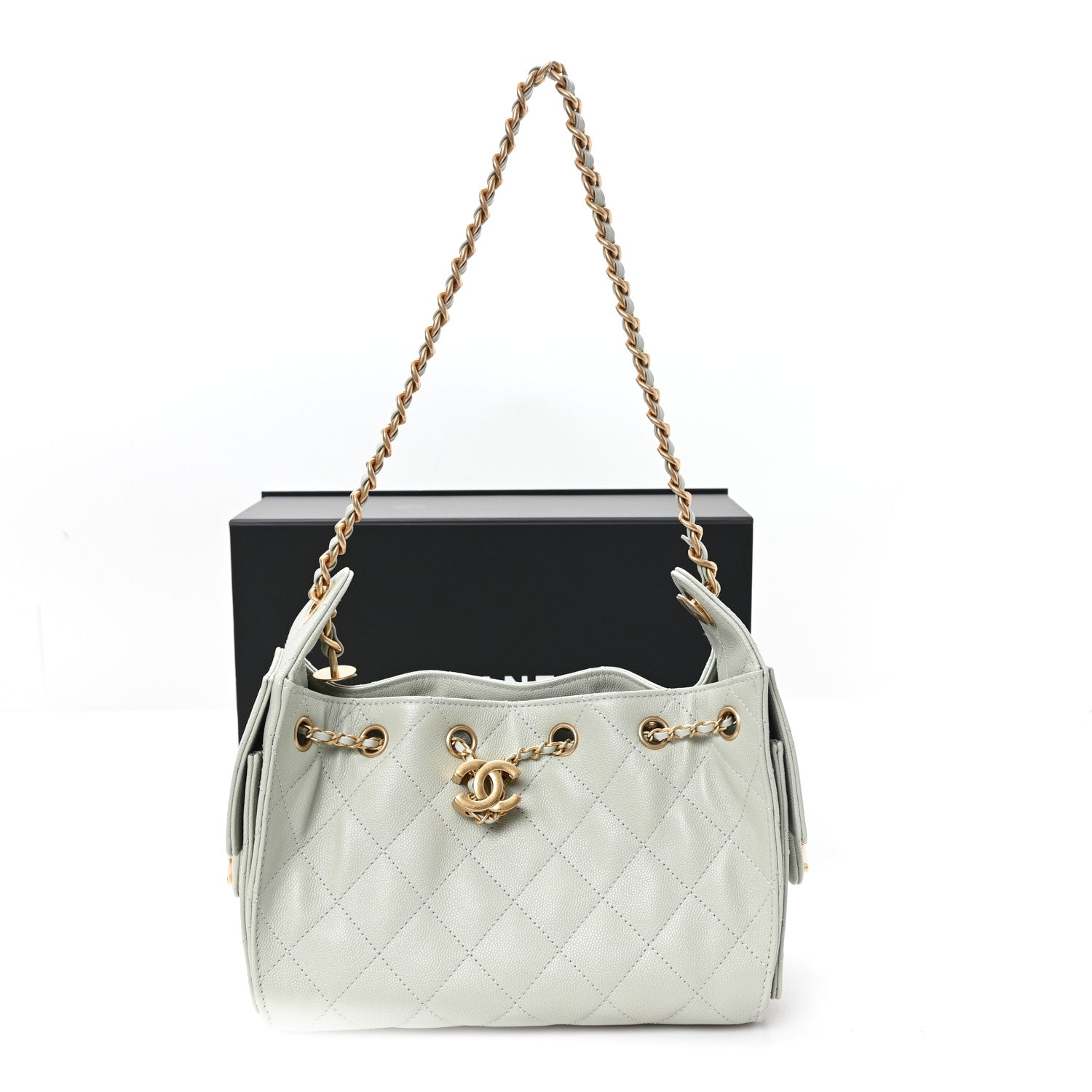 Chanel Caviar Quilted Mini Chanel 25 Handbag Light Green 10 of 10