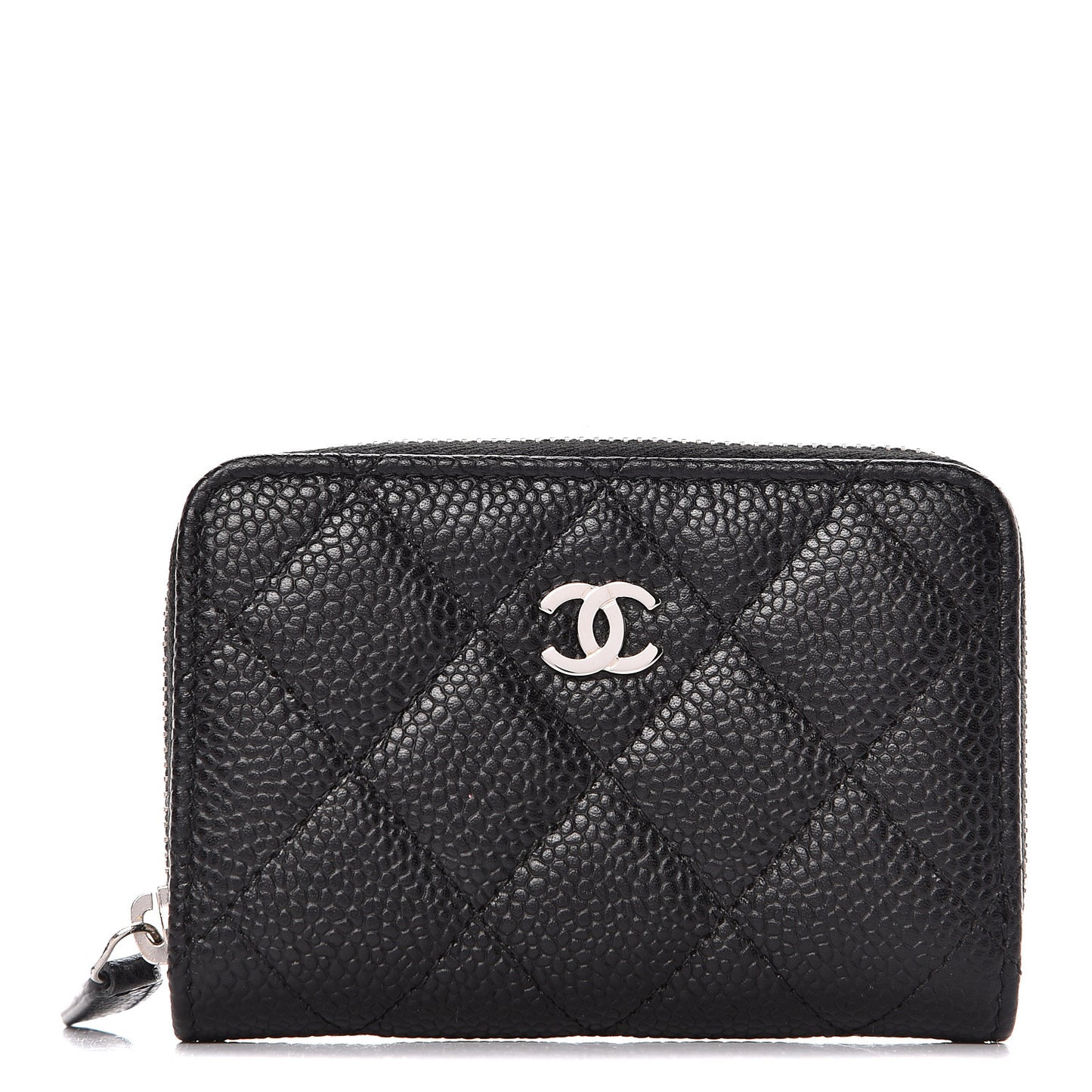 Caviar Quilted Zip Coin Purse Black