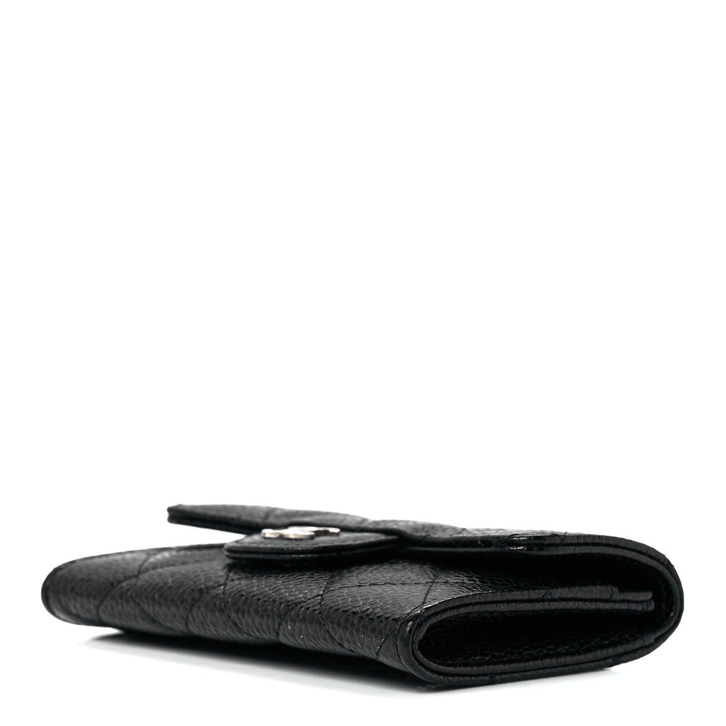 Caviar Quilted Flap Card Holder Black