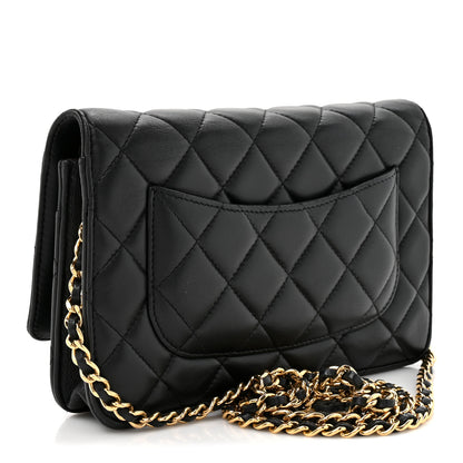 Chanel Lambskin Quilted Wallet On Chain WOC Black 2 of 12