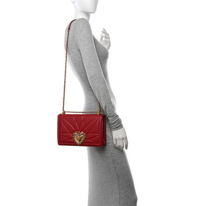 Dolce & Gabbana DOLCE GABBANA Calfskin Large Devotion Crossbody Bag Red 3 of 15