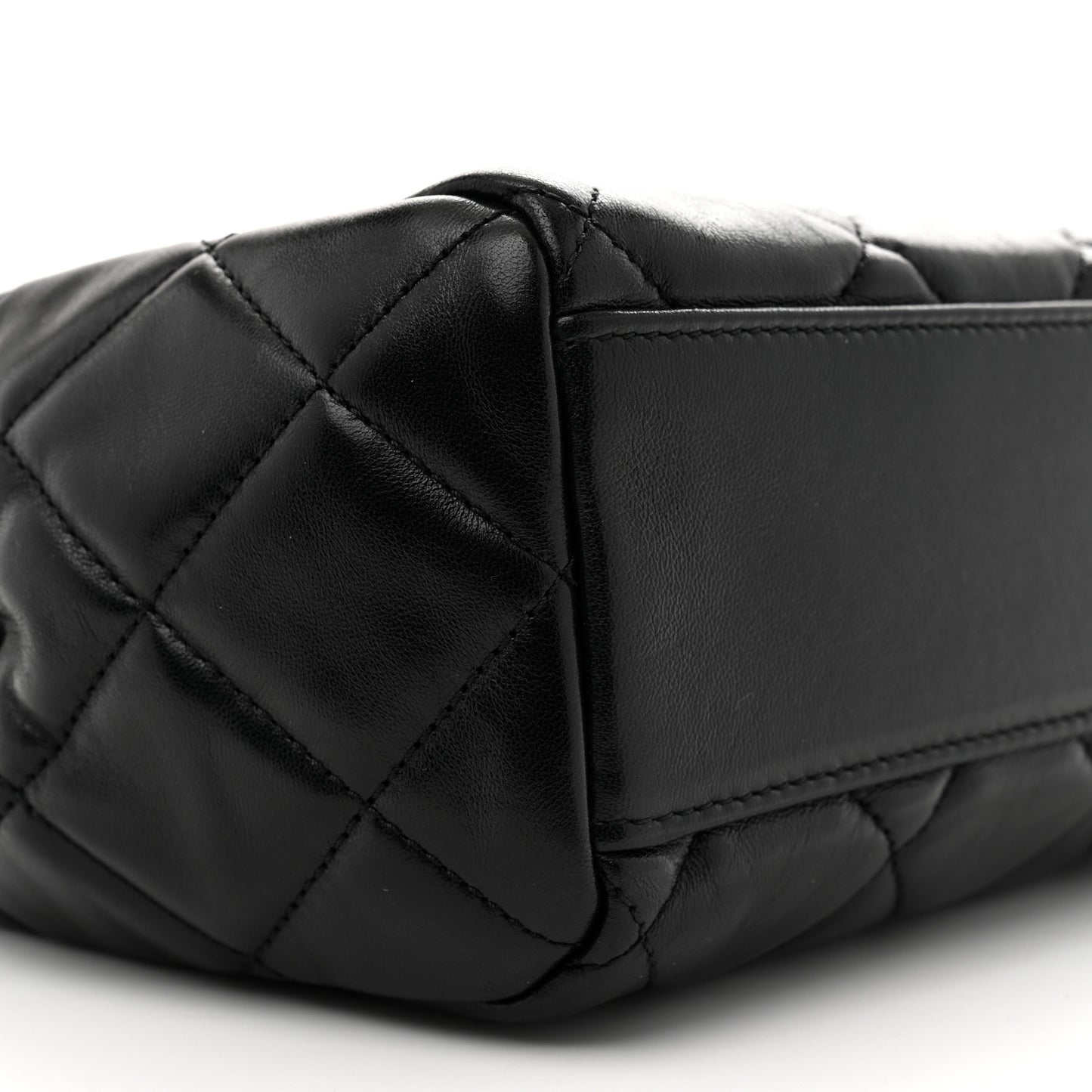 Shiny Calfskin Quilted Fancy Jewel Tote Bag Black