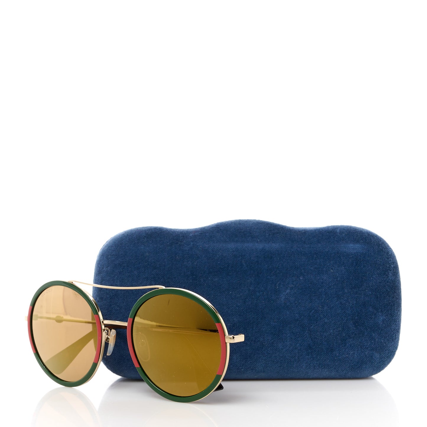 Metal Round Frame Sunglasses GG0061S Green Red