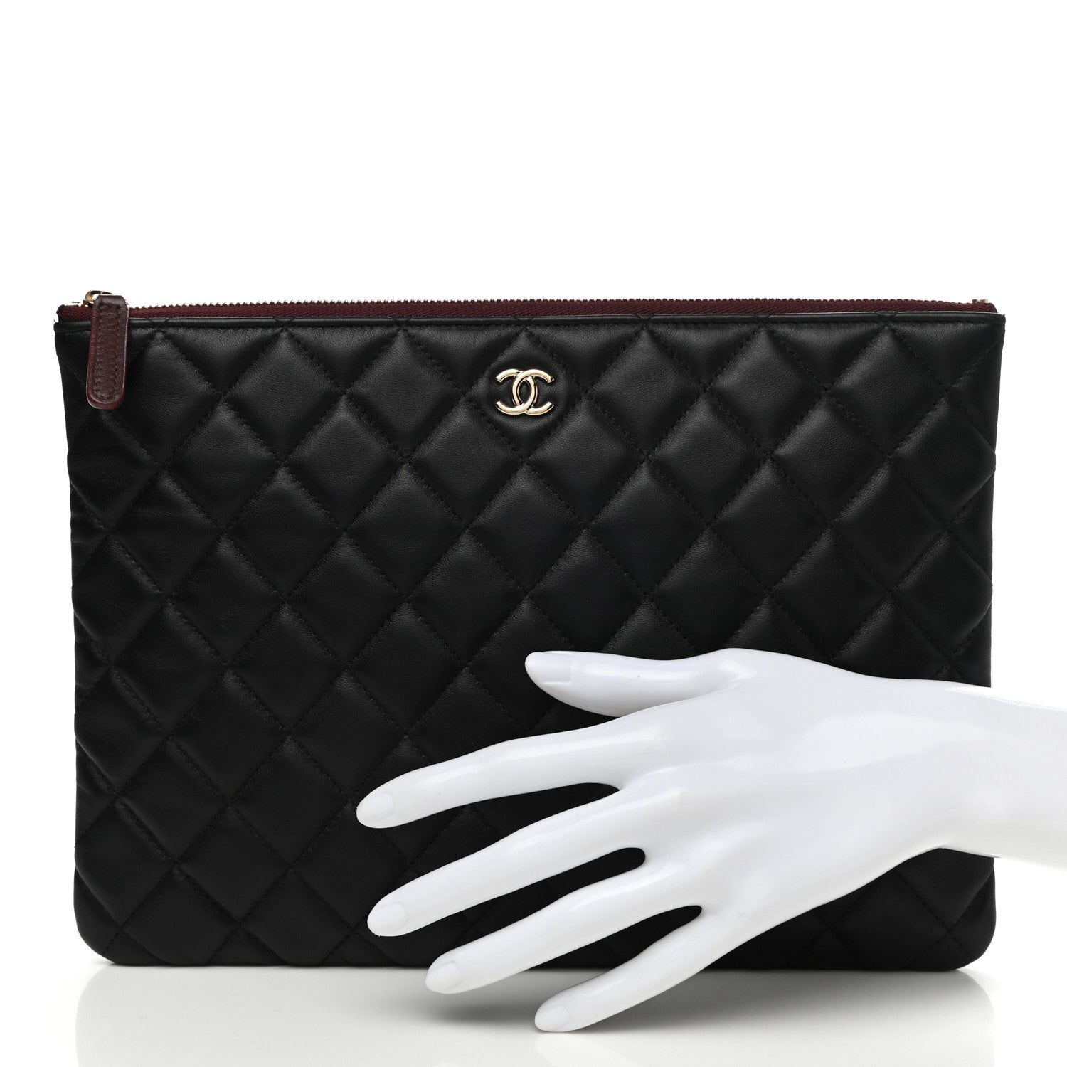Chanel Lambskin Quilted Medium Cosmetic Case Black 2 of 8