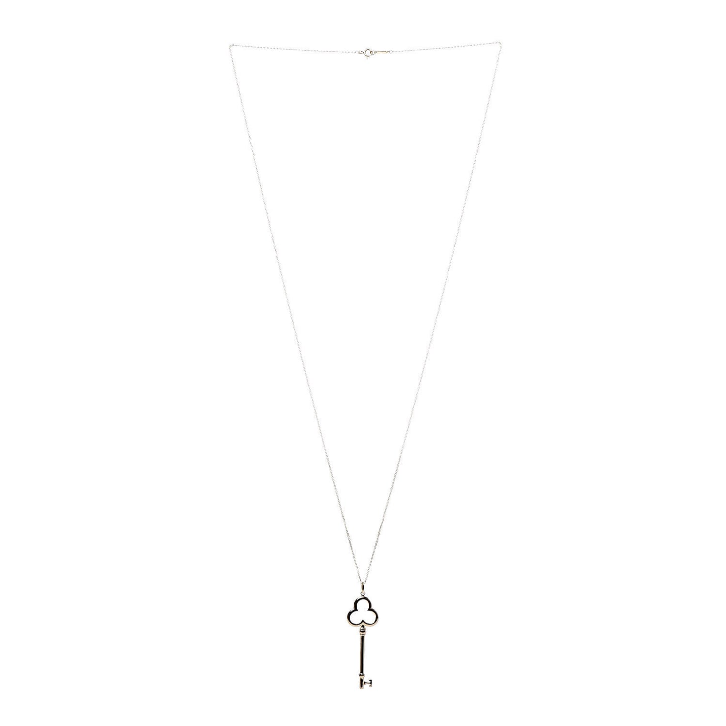 18K Yellow Gold Trefoil Key Pendant Necklace