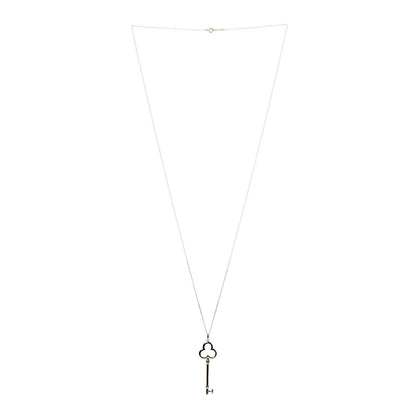 Tiffany 18K Yellow Gold Trefoil Key Pendant Necklace 3 of 5