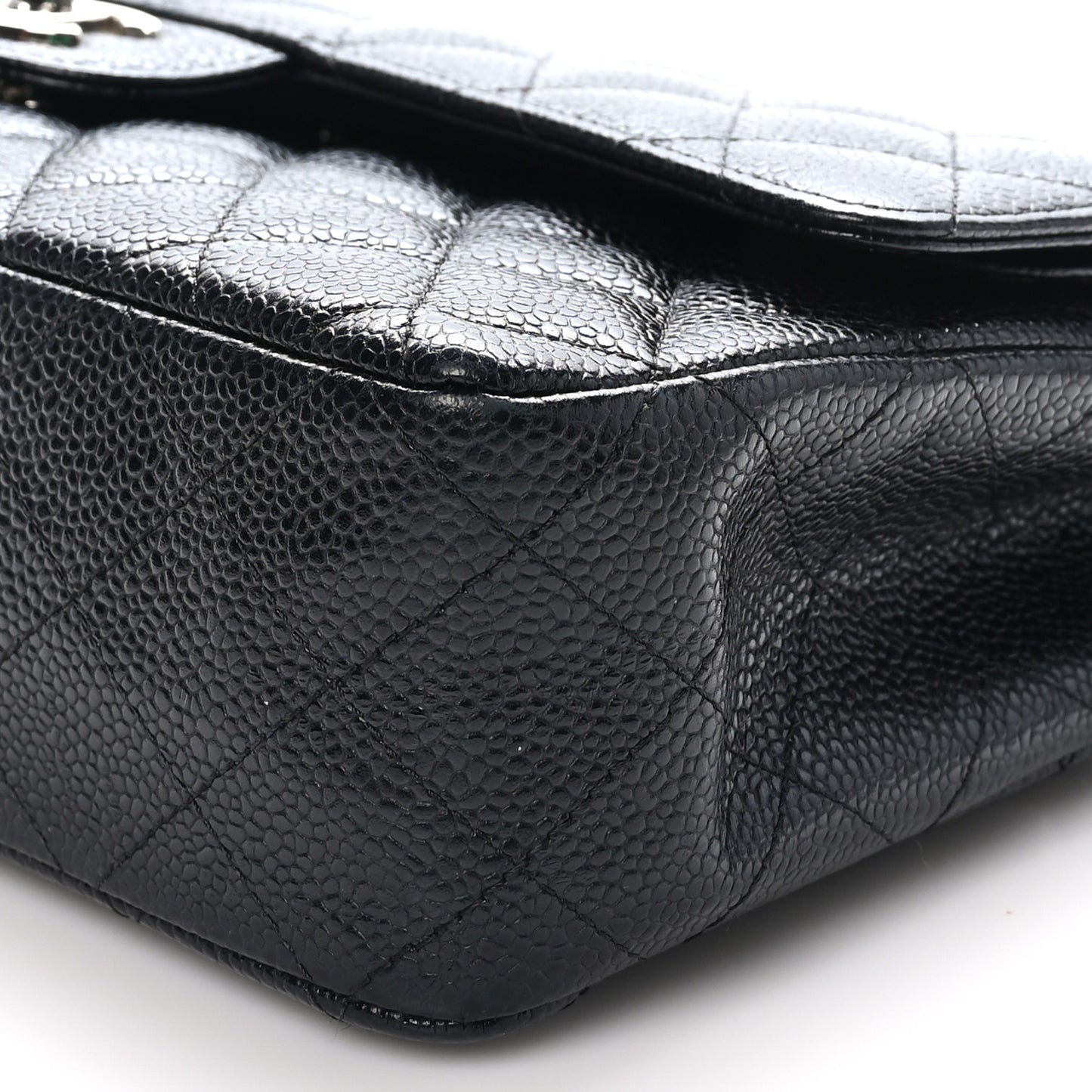 Caviar Quilted Medium Double Flap Black
