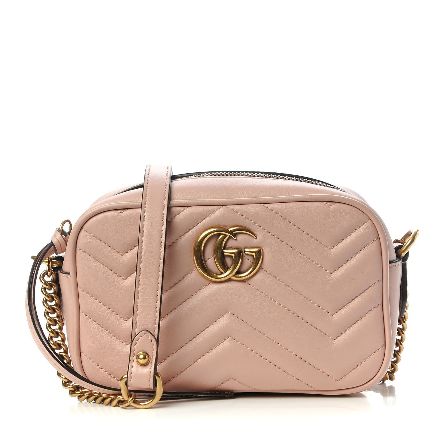 Calfskin Matelasse Mini GG Marmont Chain Shoulder Bag Perfect Pink
