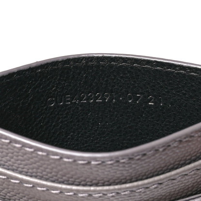 Saint Laurent Grain De Poudre Matelasse Chevron Monogram Credit Card Case Fog 7 of 8