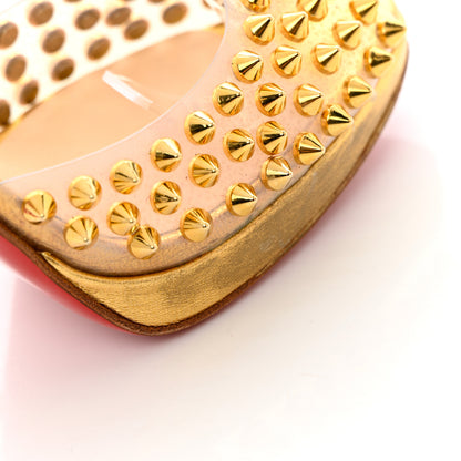 Christian Louboutin Nappa PVC Spiked St Jeannette 120 Peep Toe Pumps 35.5 Gold 12 of 14