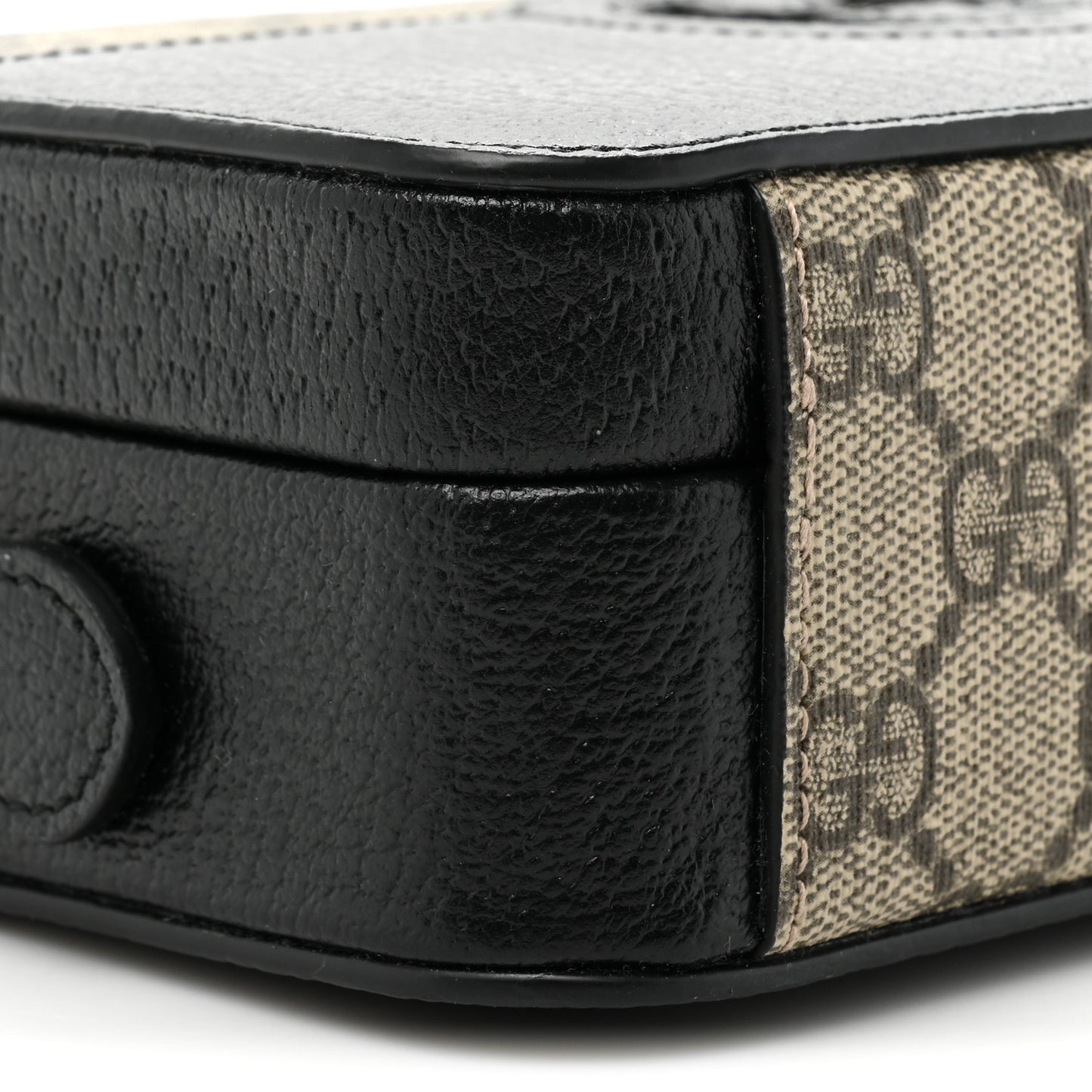 GG Supreme Monogram Textured Dollar Calfskin Mini New Basket Shoulder Bag Beige Ebony Black