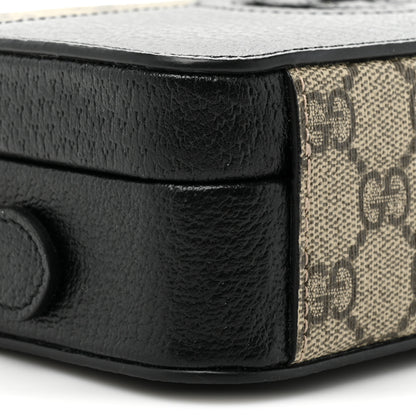 Gucci GG Supreme Monogram Textured Dollar Calfskin Mini New Basket Shoulder Bag Beige Ebony Black 9 of 12
