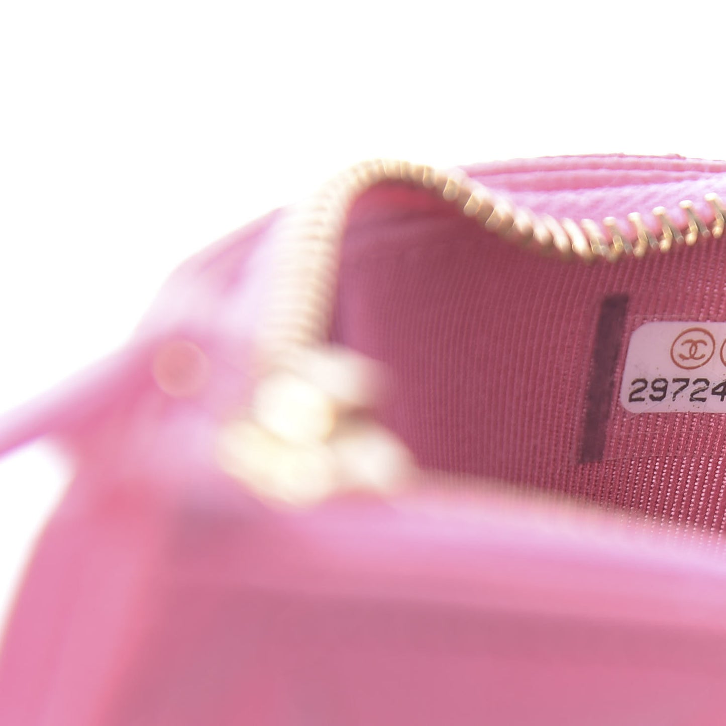 Caviar Quilted Flap Zip Card Holder Pink