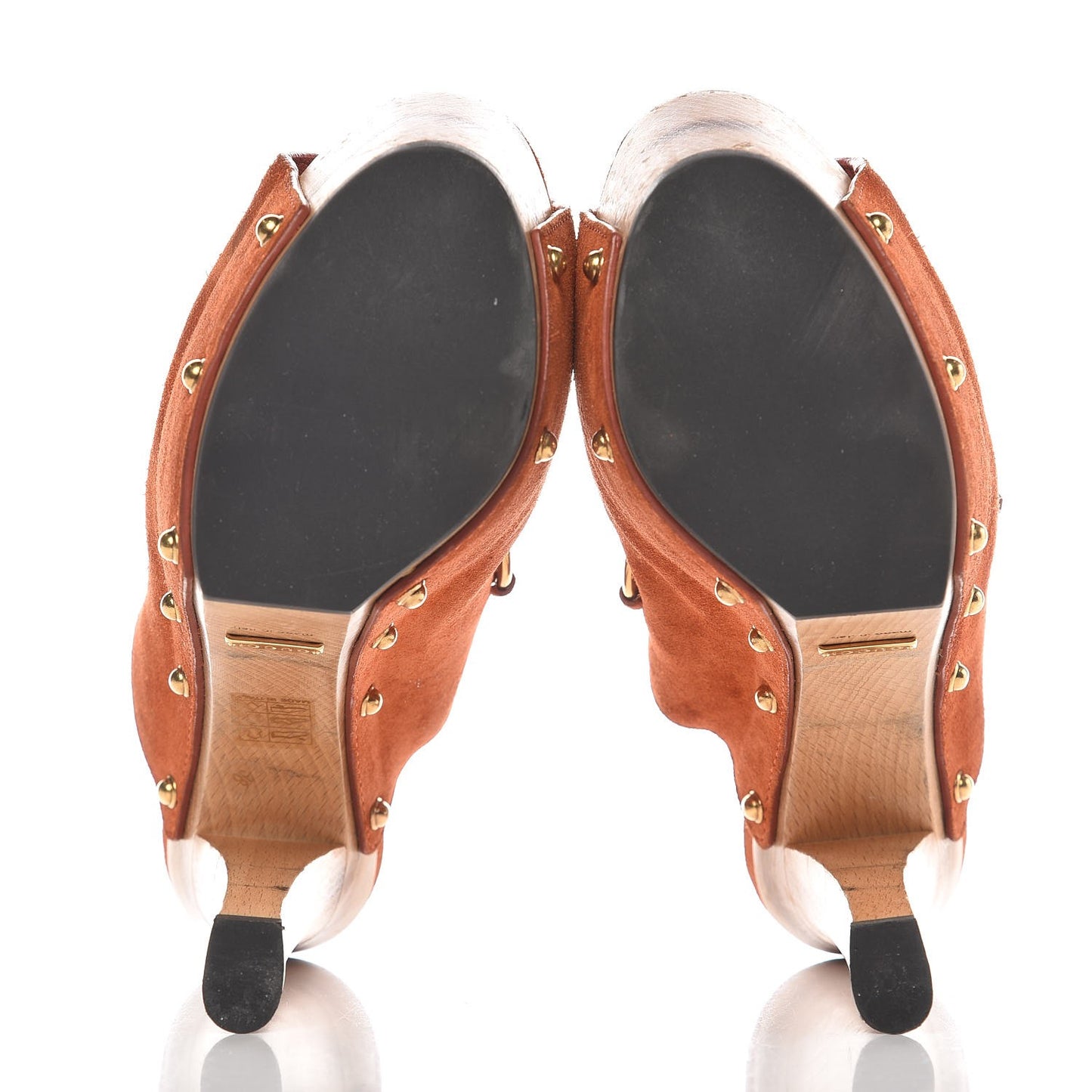 Suede Horsebit Clog Slide Sandals 38 Orange