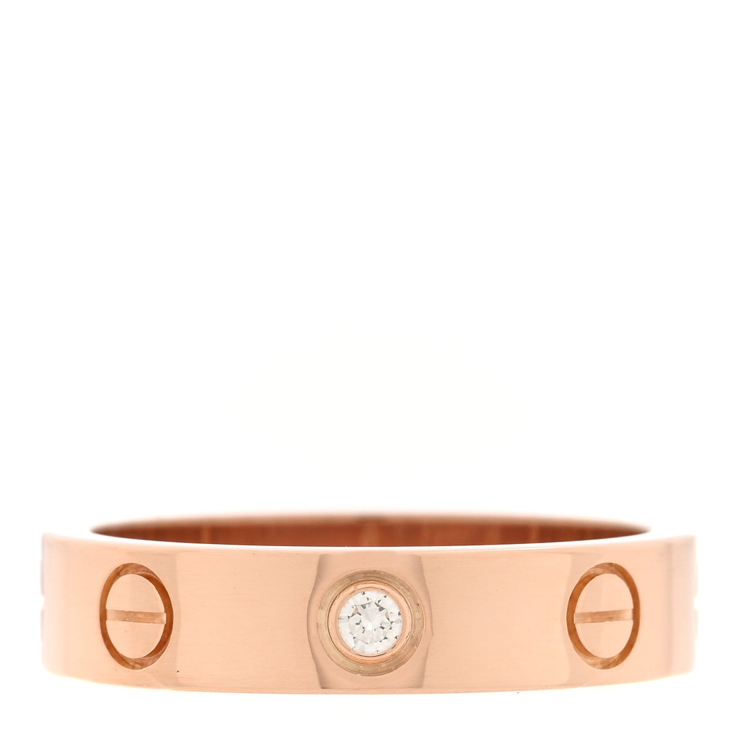 Cartier 18K Pink Gold Diamond 4mm LOVE Wedding Band Ring 48 4.5 1 of 4