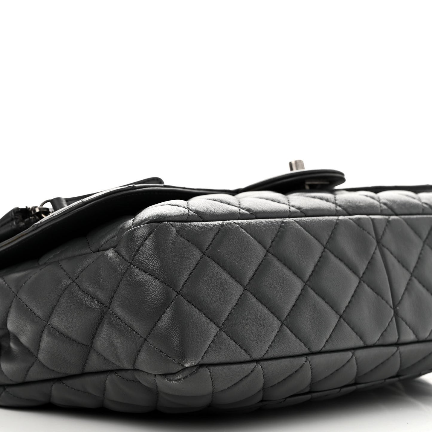 Lambskin Quilted Jumbo Multi Flap Bag Dark Grey