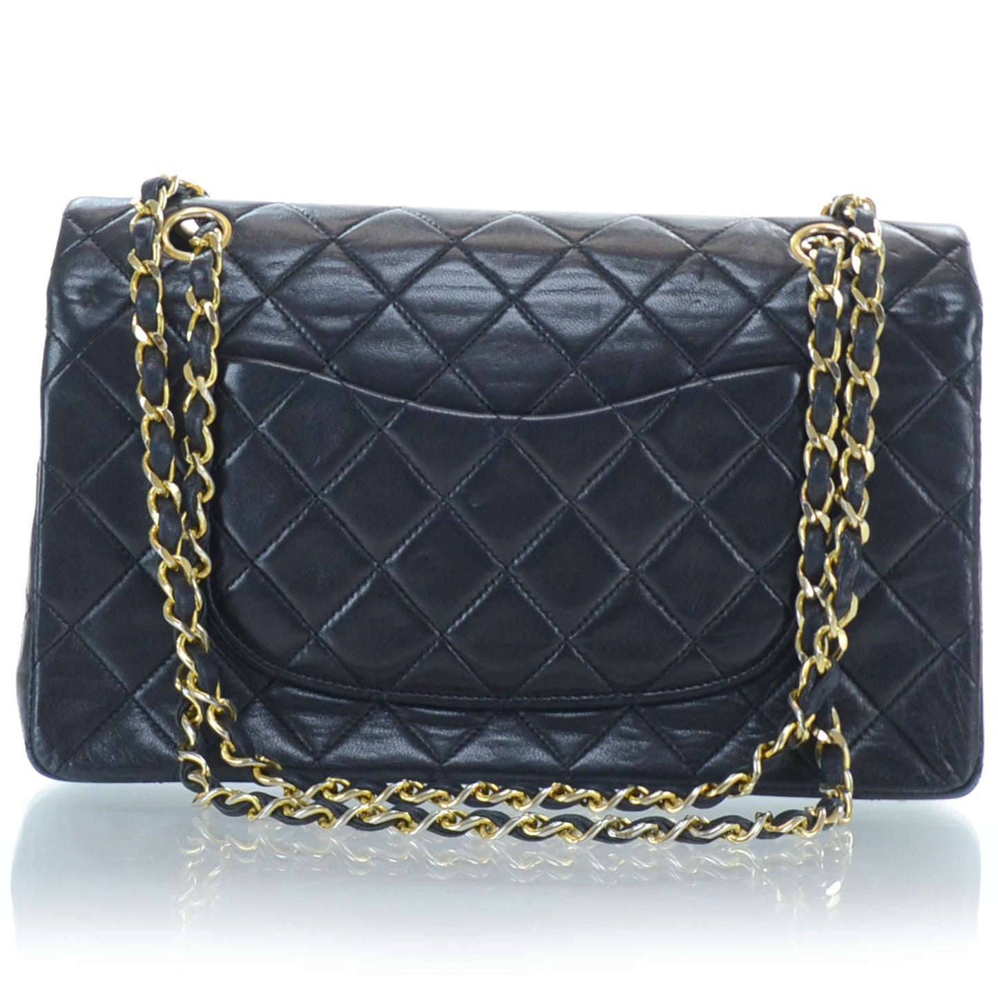 Lambskin Medium Double Flap Black