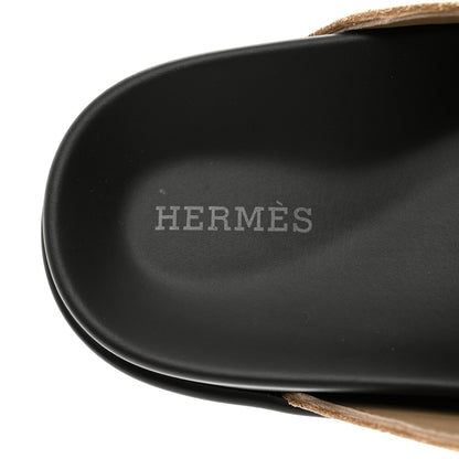 Hermes Suede Calfskin Mens Go Mules 36 Beige Argile 7 of 8