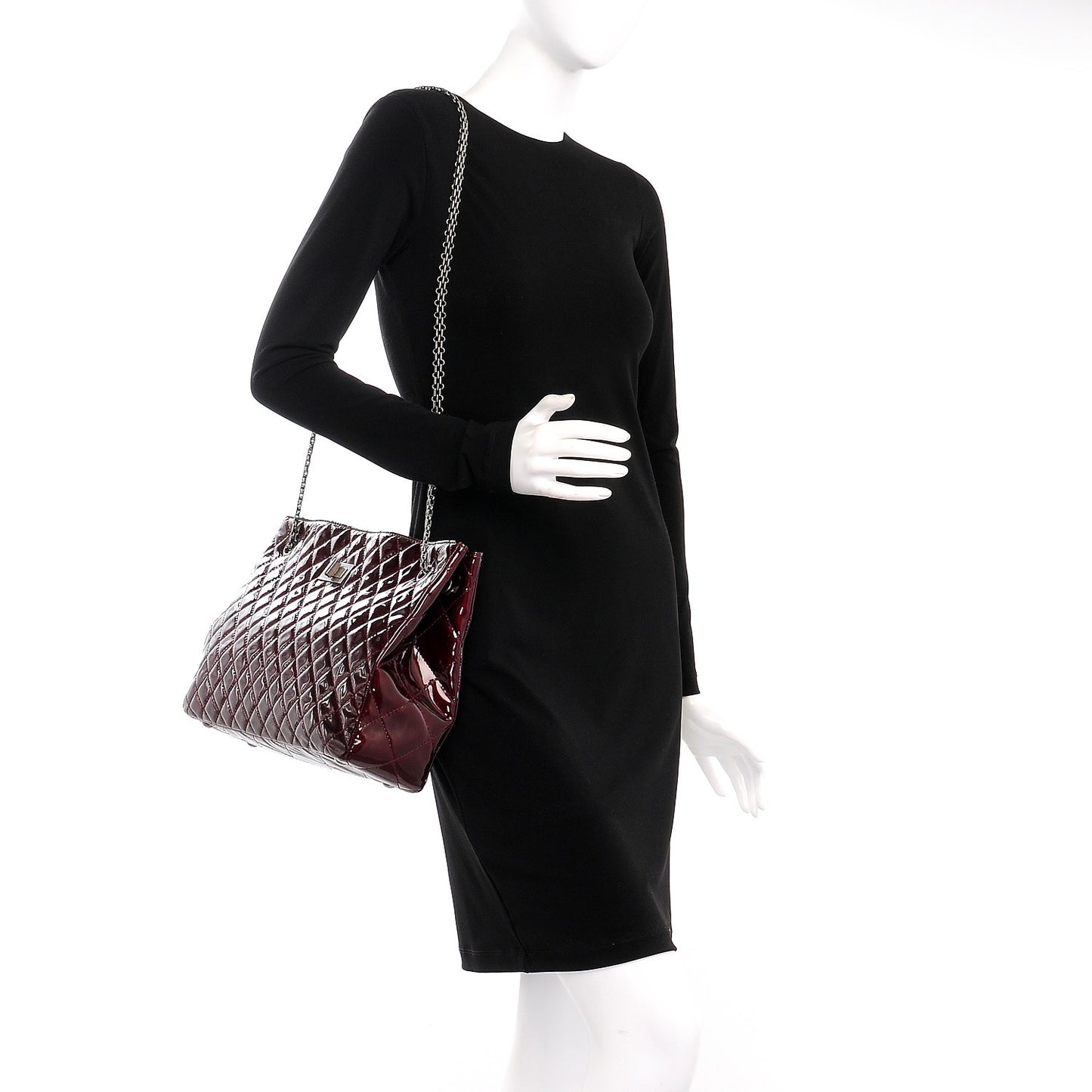 Patent Calfskin Quilted Reissue 2.55 Tote Burgundy