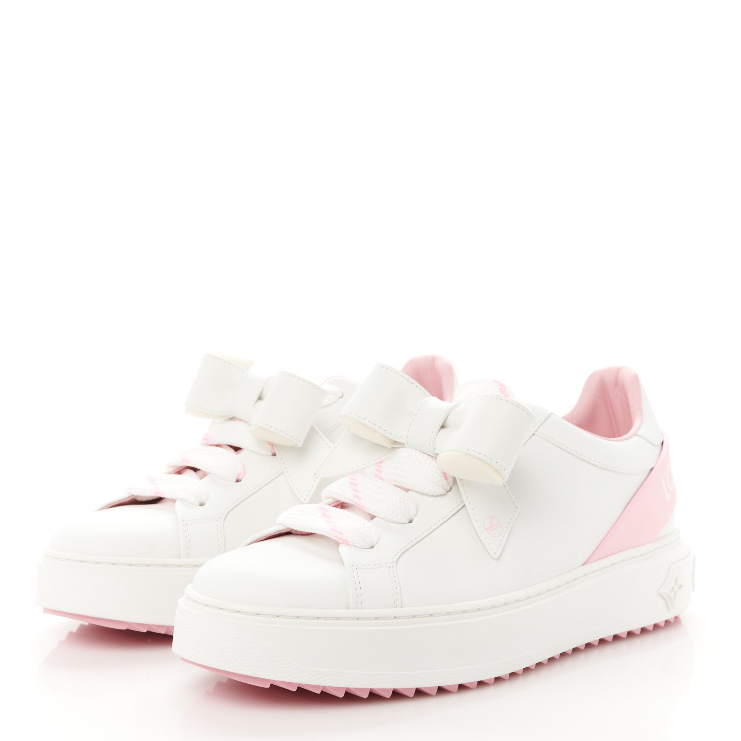 Louis Vuitton Calfskin Time Out Bow Sneakers 39 White Pink 3 of 8