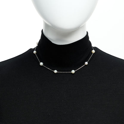 Mikimoto 18K White Gold Akoya Pearl 6-7mm Station Necklace 2 of 5