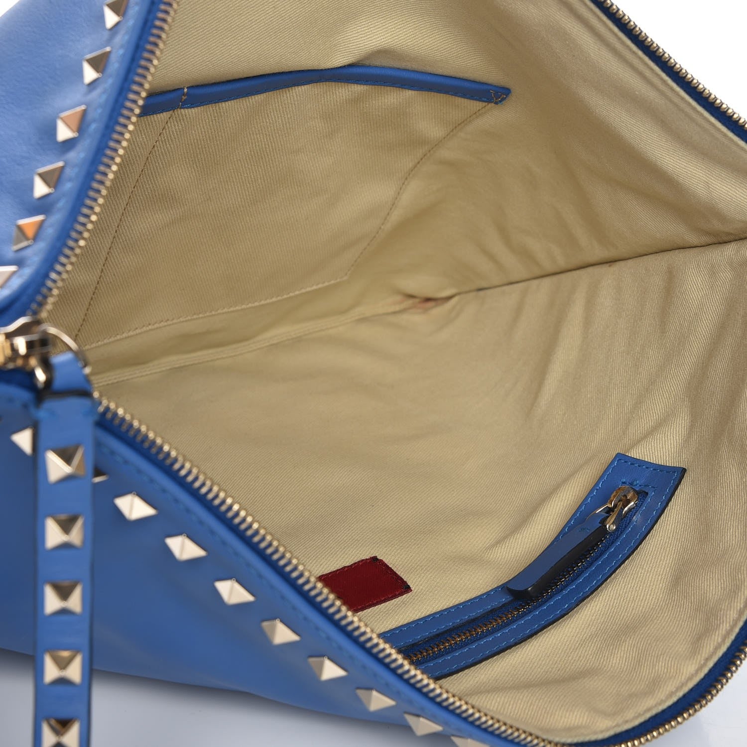 Valentino Garavani Vitello Oversized Rockstud Zip Wristlet Pouch Light Sapphire 5 of 7