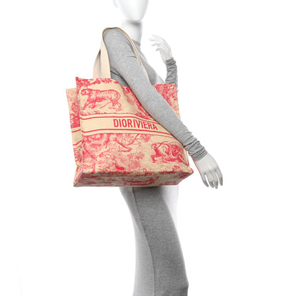 Christian Dior CHRISTIAN DIOR Straw Dioriviera Tote Pink 2 of 11