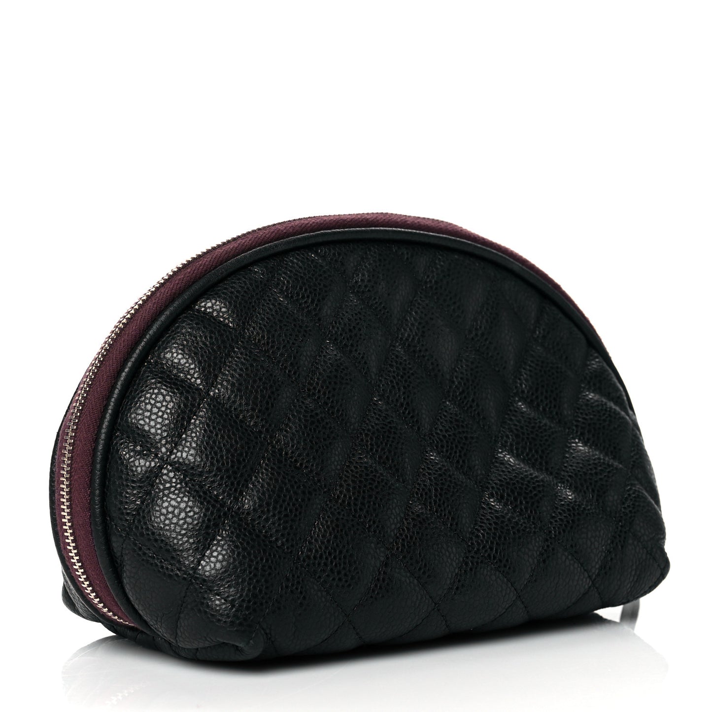 Caviar Quilted Small Curvy Cosmetic Case Black