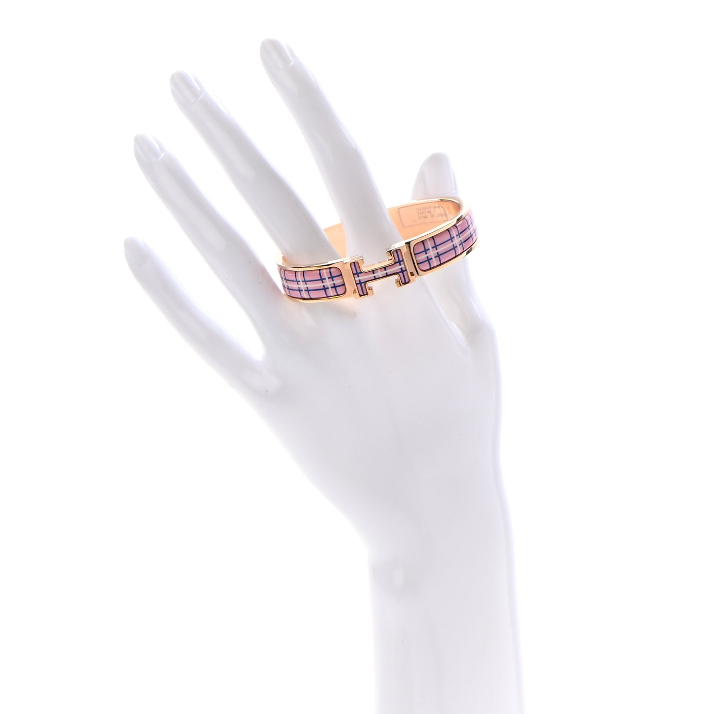 Enamel Narrow Clic Clac H Tartan Bracelet PM Pink Delirium