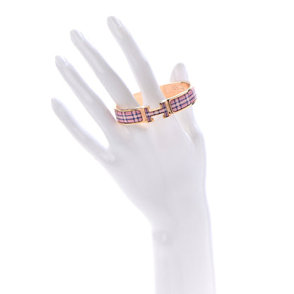 Hermes Enamel Narrow Clic Clac H Tartan Bracelet PM Pink Delirium 2 of 6
