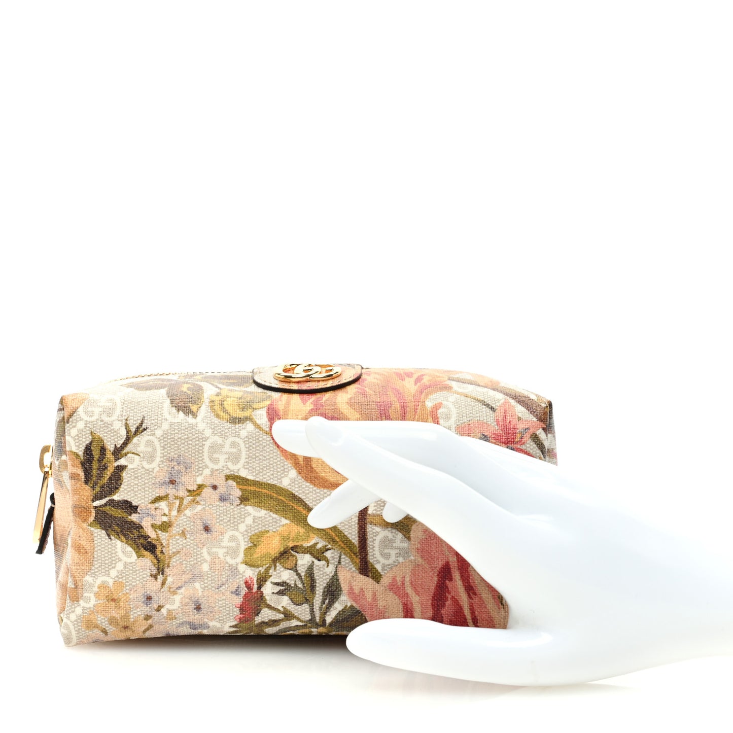 GG Supreme Monogram Water Flora Small Ophidia Cosmetic Case Beige White Multicolor