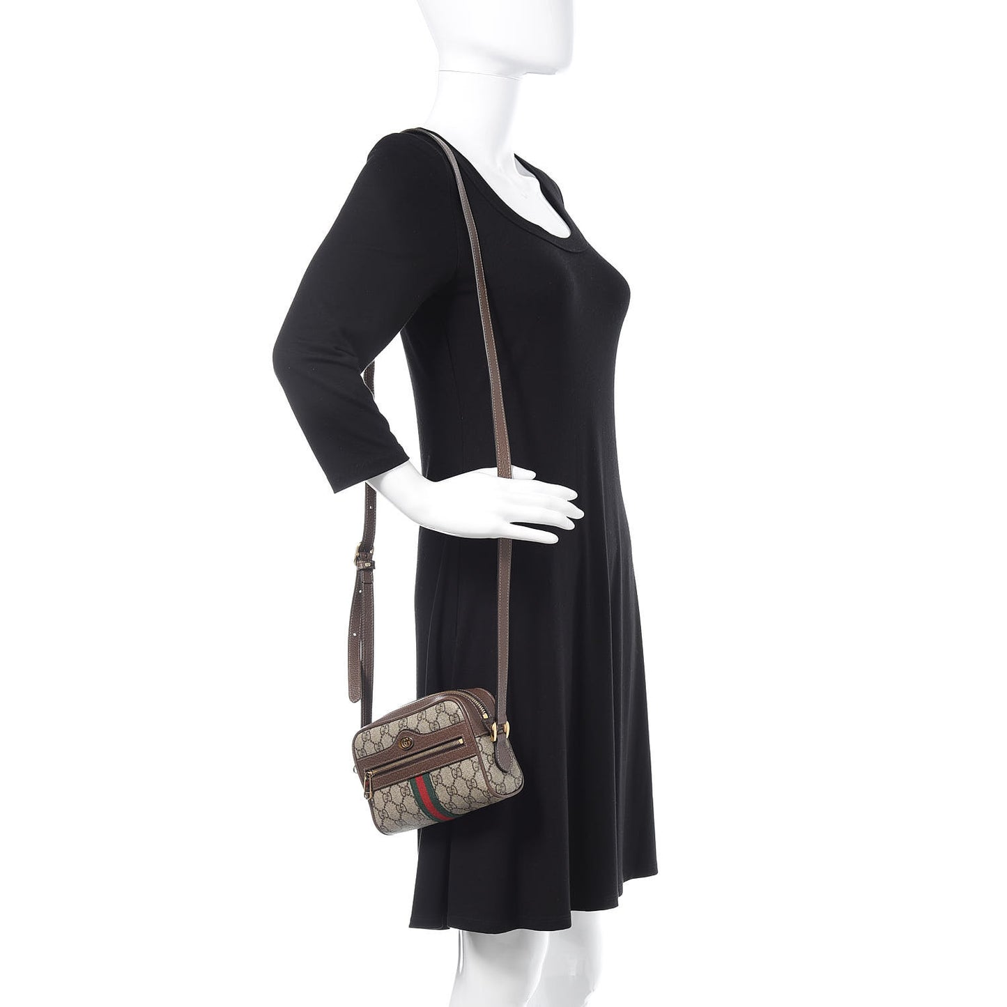 GG Supreme Monogram Web Mini Ophidia Shoulder Bag Brown