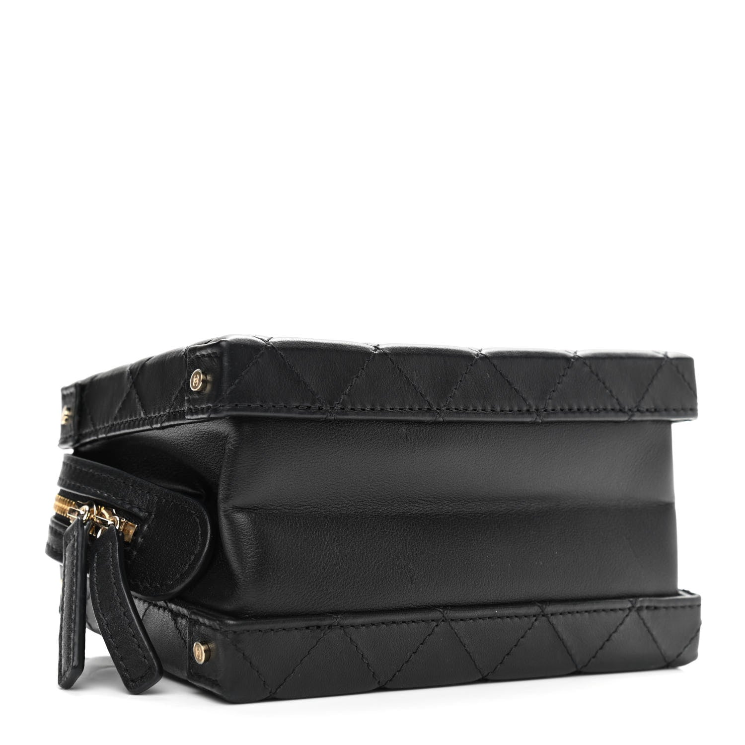Chanel Calfskin Quilted Small Studded Square Vanity Case Black 4 of 11