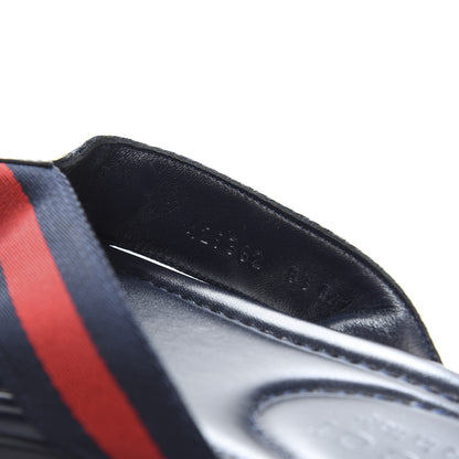 Gucci Nylon Calfskin Web Mens Cleat Sole Thong Sandals 8.5 Black Red Blue 8 of 9