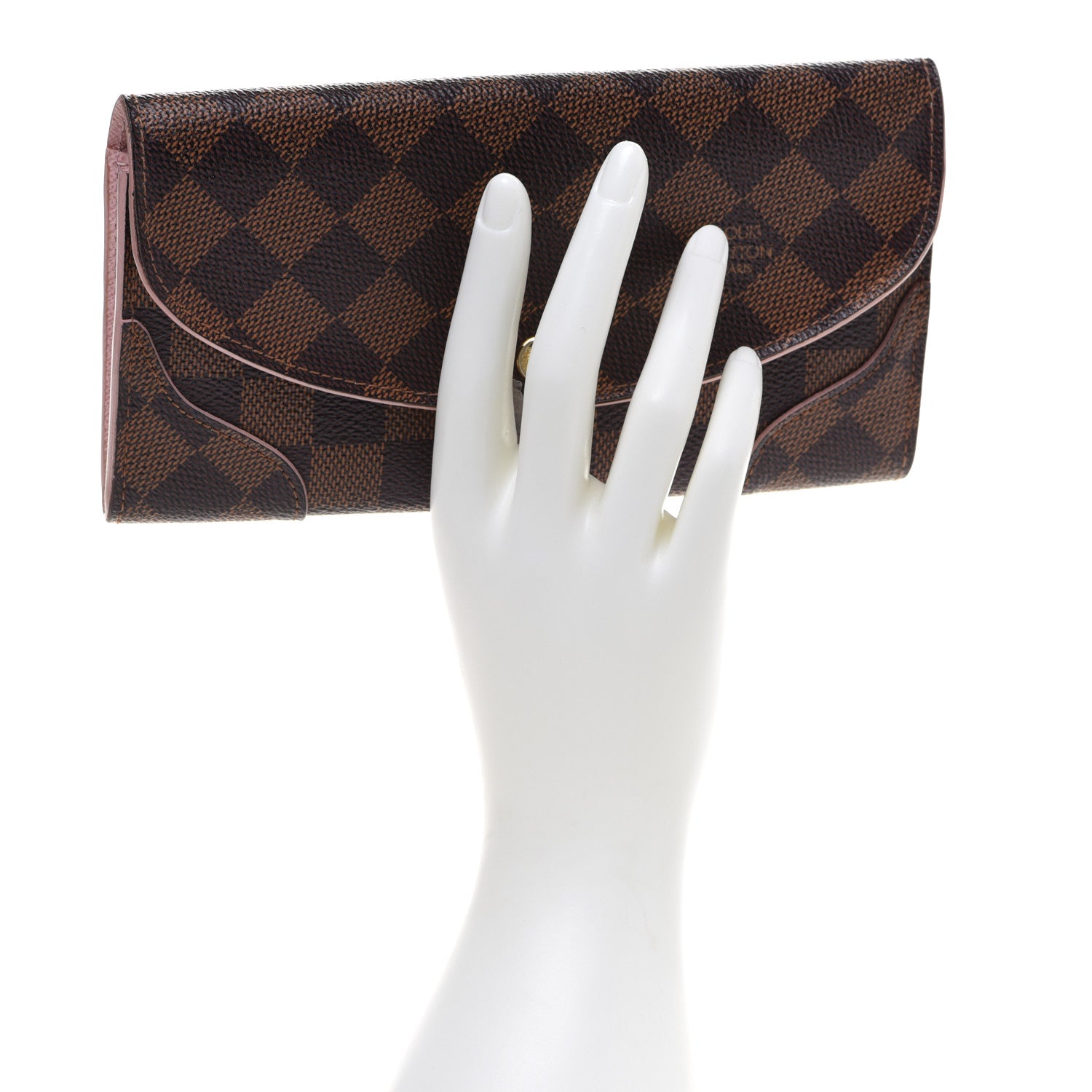 Louis Vuitton Damier Ebene Caissa Wallet Rose Ballerine 2 of 10