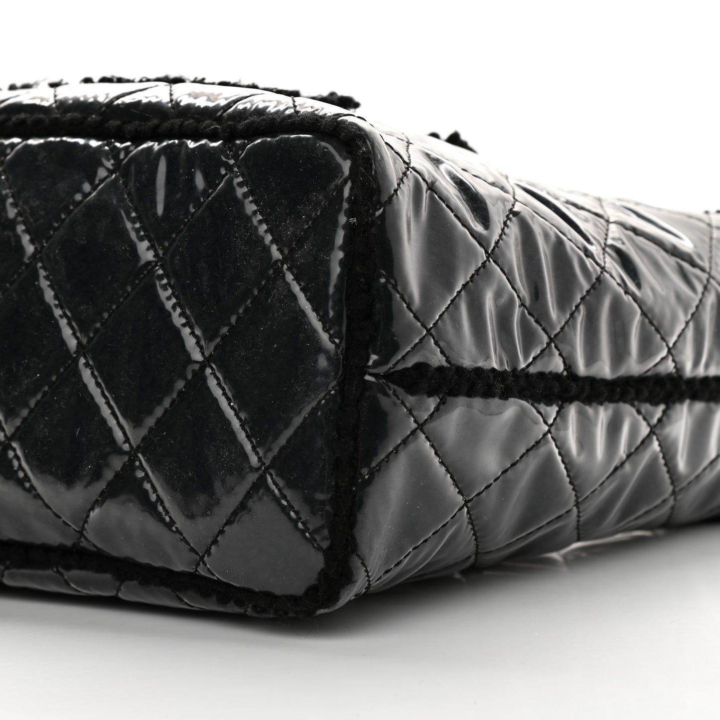 Vinyl Quilted Funny Tweed Tote Black