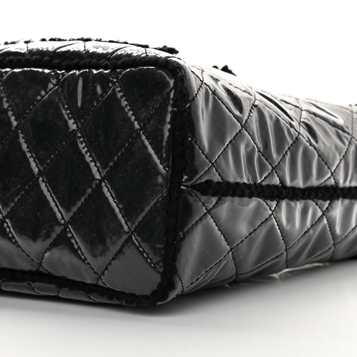 Chanel Vinyl Quilted Funny Tweed Tote Black 9 of 9