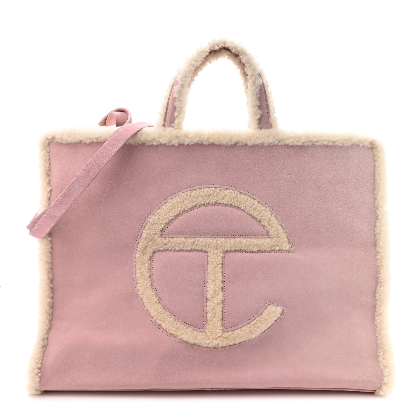 X UGG Suede Shearling Large Shopping Bag Pink