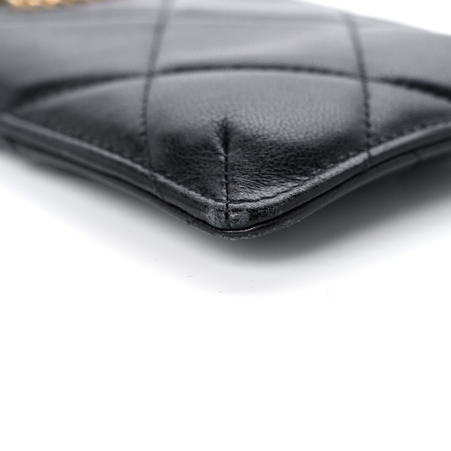 Goatskin Quilted Chanel 19 Phone and Card Holder Black