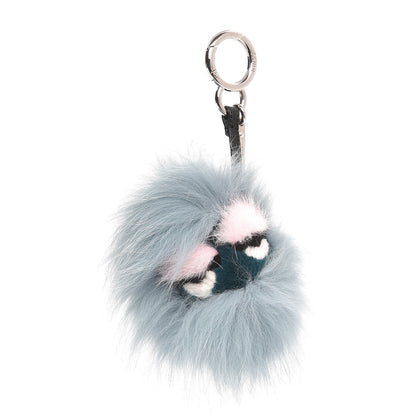 Fendi Fox Mink Rabbit Fur Vitello Flamingo Mini Monster Bag Bug Charm Lagoon Black Multicolor 1 of 4