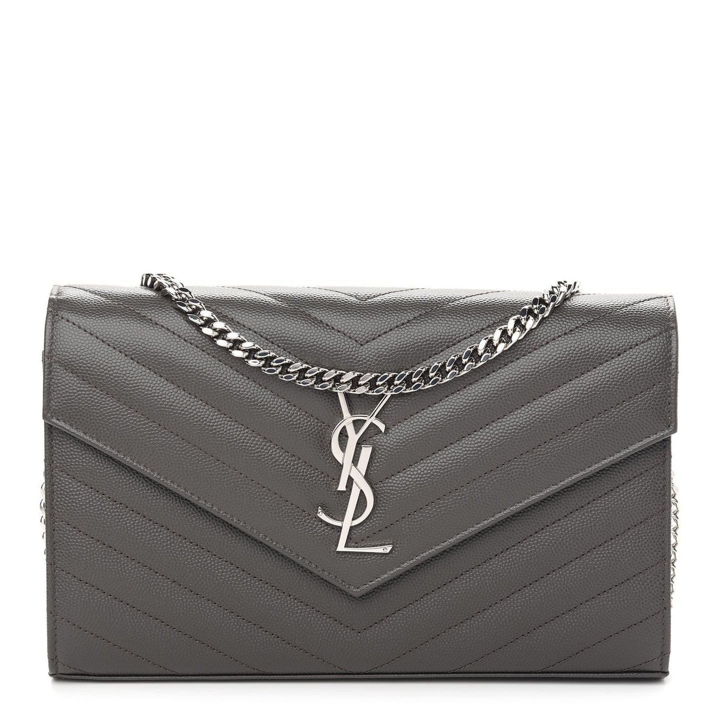 Grain De Poudre Matelasse Chevron Monogram Chain Wallet Earth
