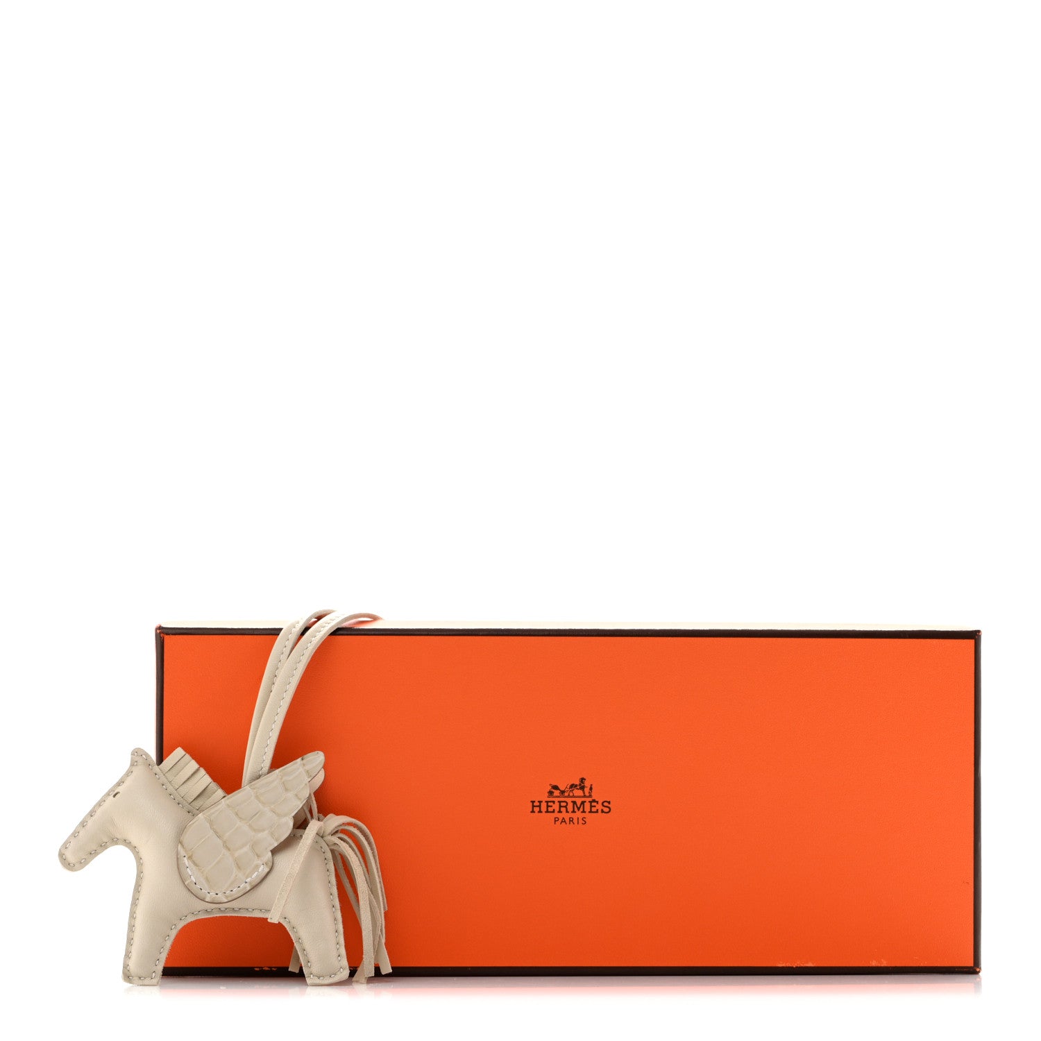 Hermes Milo Lambskin Matte Alligator Touch Grigri Rodeo Pegase Horse Bag Charm PM Craie Nata Beton 5 of 5