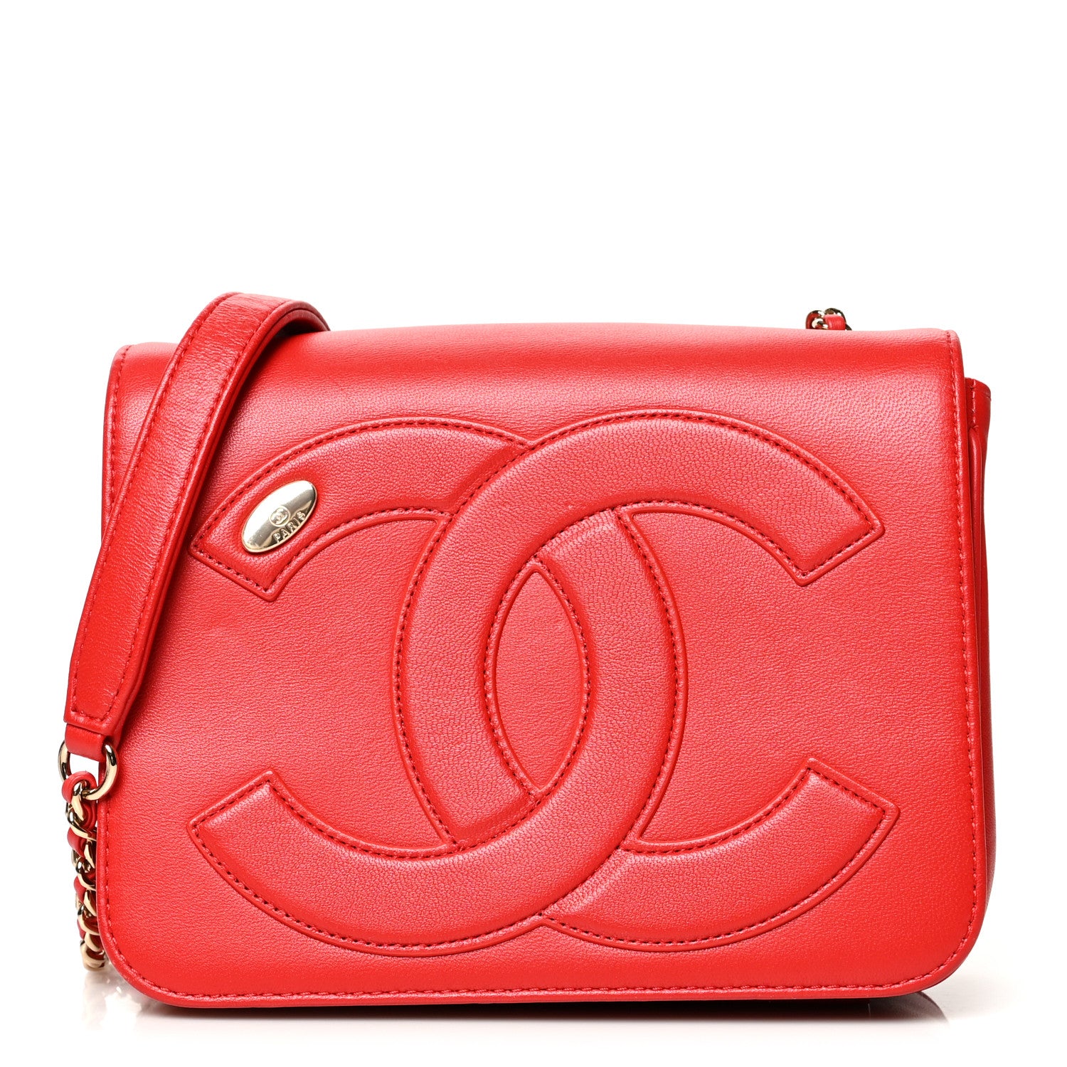 Chanel Lambskin CC Mania Flap Bag Red 1 of 9