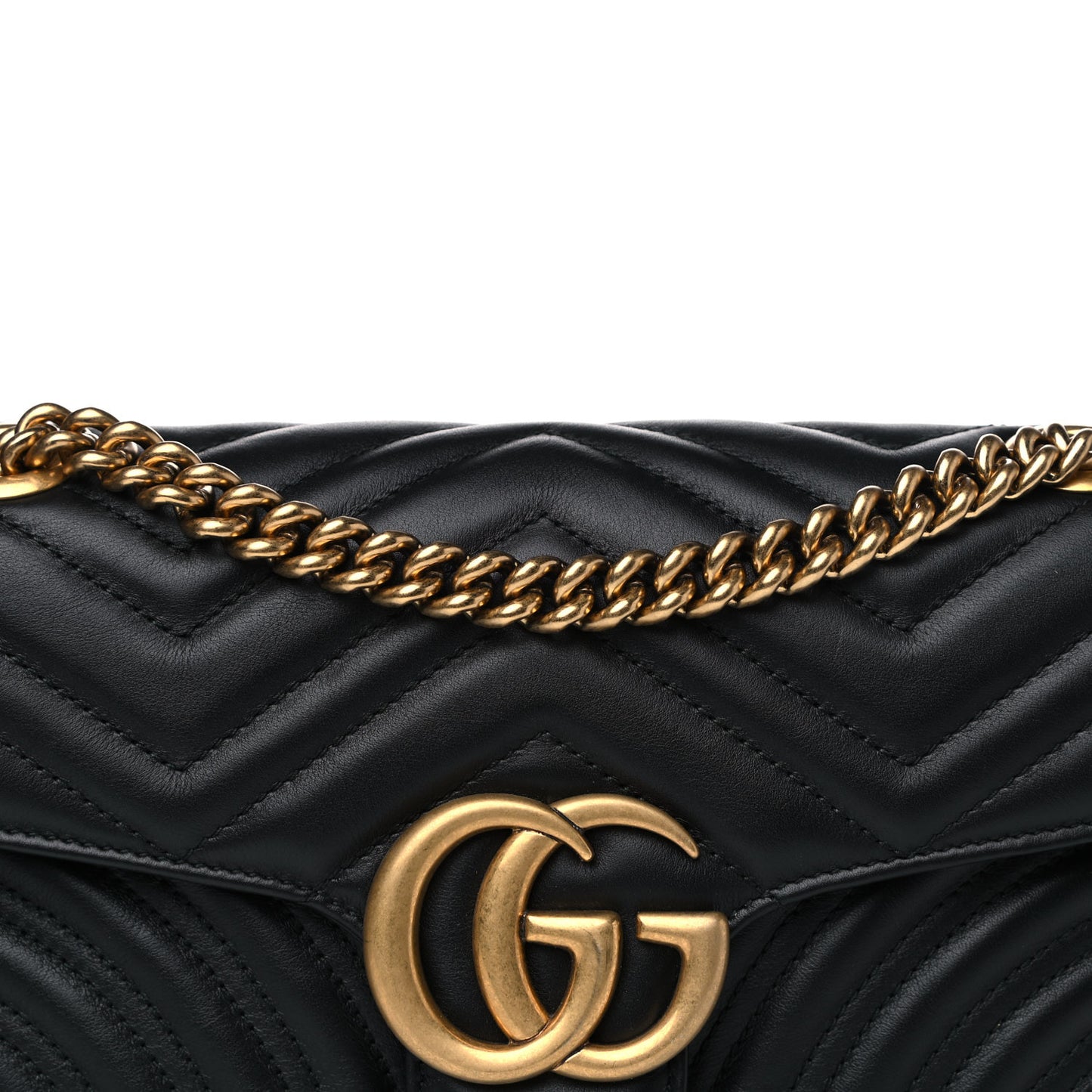 Calfskin Matelasse Small GG Marmont Shoulder Bag Black