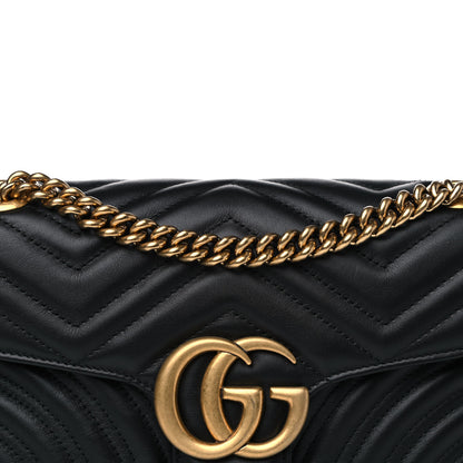 Gucci Calfskin Matelasse Small GG Marmont Shoulder Bag Black 8 of 11